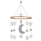 Sorrel + Fern Baby Crib Mobile - Moon & Stars (Grey, White & Cream) - Nursery Decoration - Unisex