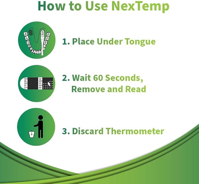 NexTemp® Single-Use Thermometers: Individually Wrapped, Disposable, Providing Superior Accuracy and Maximum Infection Control. Perfect for Work, Schools, First-Aid, Home, and Travel, Celsius, 100-Pack