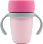 WeeSprout Baby Training Cup - Silicone Sippy Cup with Removable Handles for Weaning Off Bottle - Transition Spill-Proof Toddler Cups - No-Spill Design (Pastel Pink/Hot Pink/Light Gray)