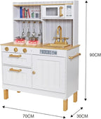 Wooden Toddlers Kitchens Playsets with 6pcs Cooking Kitchen Sets|Kids Play Kitchens with Cooking Pans,Pots,Stove&Sink|Mini Baby Kitchen Toys with Lights&Sounds for Kids Ages 3+Boys Girls…