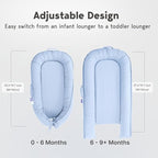 Infant Lounger, Baby Nest Cover for Baby Girls & Boys, Newborn Essentials for Baby 0-18+ Months, 100% Cotton Breathable (Baby Blue)