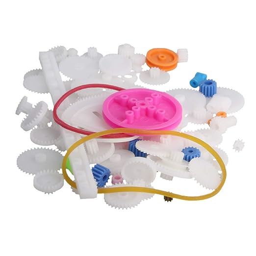 Fielect 85Pcs Plastic Gear Kit DC Motor Gears Kit DIY Gear Assortment Accessories Set for Motor Robot Various Gear Axle Belt Bushings