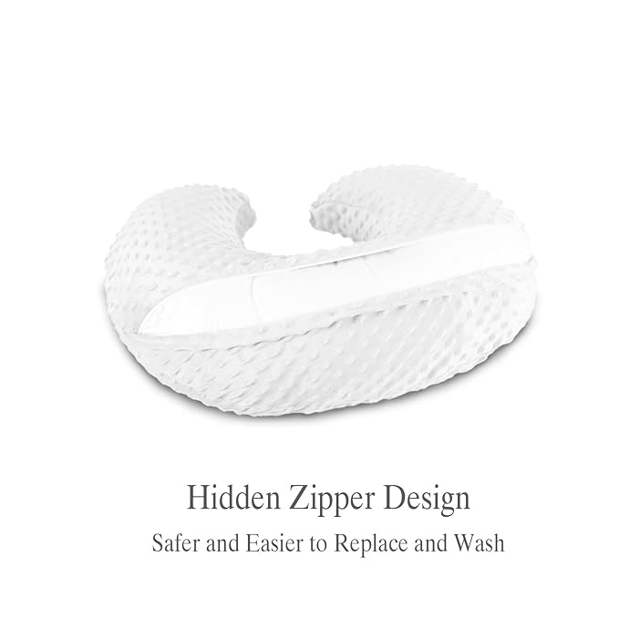Nursing Pillow for Breastfeeding and Bottle Feeding Pillow, Support for Mom and Baby, with 2 Removable Machine Washable Cover, Ergonomic Breastfeeding Pillow (White)