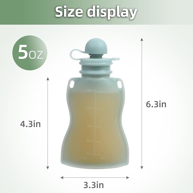 Reusable Baby Food Pouches with Straws, 4 Pack Refillable Silicone Squeezable Pouch for Kids Toddlers, BPA Free, Baby Food Storage Containers for Make Homemade, 5 oz