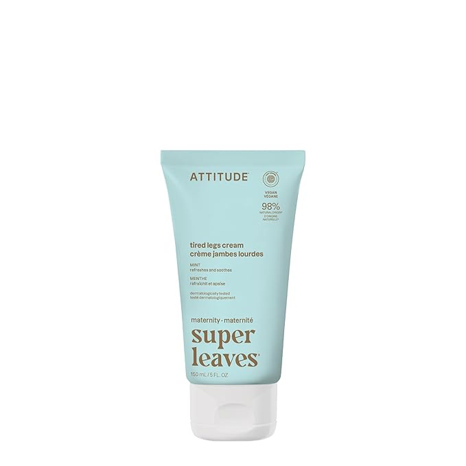 ATTITUDE Pregnancy Tired Legs Cream, EWG Verified, Dermatologically Tested, Plant and Mineral-Based, Vegan Maternity Products, Soothing and Refreshing Mint, 5 Fl Oz