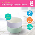 Elk and Friends Kids Porcelain Bowls with Silicone Sleeve | Kids/Toddler/Baby Feeding | Microwave & Dishwasher Safe | Non slip | Cereal/Soup/Snack Dishes & Dinnerware