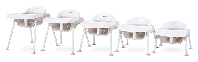 Foundations Secure Sitter Feeding Chairs Multipack, No-Tip Feet, 3-Point Adjustable Harness, Removable Tray, Easy to Clean, Stackable Feeding Chairs, 3 Pack (7 inch)