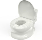 Realistic Potty Training Toilet - Flushing Sounds, Wipes Storage, Disposable Liners, Easy to Clean for Toddler Boys and Girls, Grey-White