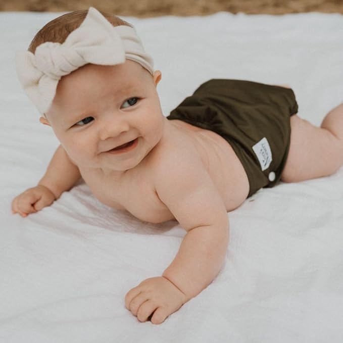 Nora's Nursery Cloth Diaper Cover, Reusable Cover with Snap Closure, Shell for Prefold, Flat, or Fitted Inserts, Includes Wet Bag - Down to Earth