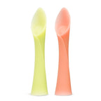 Olababy 100% Silicone Soft-Tip Training Spoon for Baby Led Weaning 2pack (Lemon/Coral)