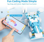 WhalesBot D1 21-in-1 STEM Coding Robot Kit for Kids (Ages 4-10), 280+ Pieces Educational Building Set with APP-Controlled & Programming, 3D APP Guidance, Ideal Toy Gift for Boys & Girls