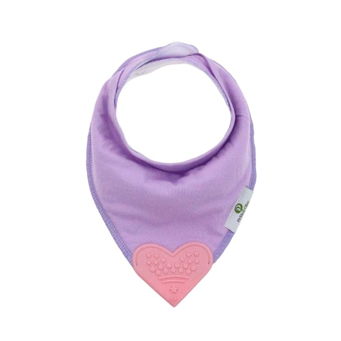 Baby Bandana Teething Bibs with Attached Silicone Teether - Set Of 4 - Solid Pinks