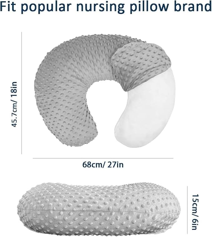 iEvolve Minky Nursing Pillow Cover Breast Feeding Pillow Cover Slipcover U Shape for Baby Boy Girl,Cover Only(LightBeige)