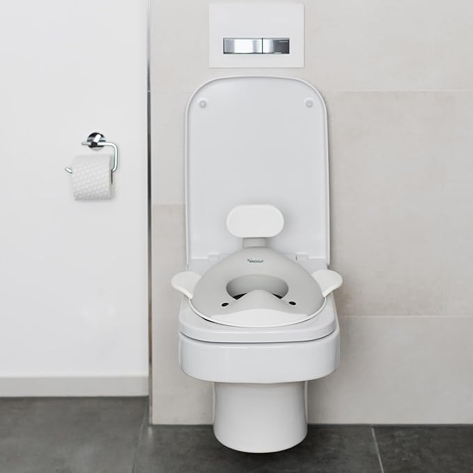 Kindsgut Potty Training Seat in whale design, designed in Germany, suitable for all toilet shapes non-slip toilet seat, Light Grey