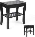 StrongTek Bamboo Shower Bench Seat with Cushion, Shower Stool with Storage Shelf, Lightweight, Non-Slip, Quick-Drain Design, 350 lbs Capacity, Ideal for Bathroom, Spa, Sauna, Living Room