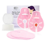 2 Larger Breast Ice Packs with Soft Covers and 6 Breast Pads for Leaking Milk, Hot and Cold Breast Therapy Packs, Breastfeeding Essentials for Relief of Clogged Ducts, Nipple Pain, Engorgement(Pink)