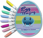 The Eggmazing Egg Decorator Easter Egg Decorator Kit - Arts and Crafts Set - Includes Egg Decorating Spinner and 8 Colorful Quick Drying Non Toxic Markers (Blue) - Packaging May Vary