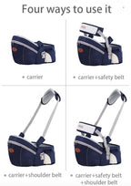 Baby Hip Seat Carrier Baby Waist Stool for Child Infant Toddler with Adjustable Strap Buckle Pocket Soft Inner Huge Storage (Dark Blue)