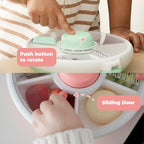 GoBe Kids Small Snack Spinner Slide Bundle with Hand Strap and Sticker Sheet - Reusable Snack Container with 5 Compartment Dispenser and Lid | BPA/PVC Free | Dishwasher Safe | No Spill