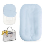 Baby Lounger - Snuggle Cozy Me Infant Lounger for Newborns | Breathable & Soft, Portable Awake-Time Pad, Essential Baby Gift- Blue (Lounger Cover Included)