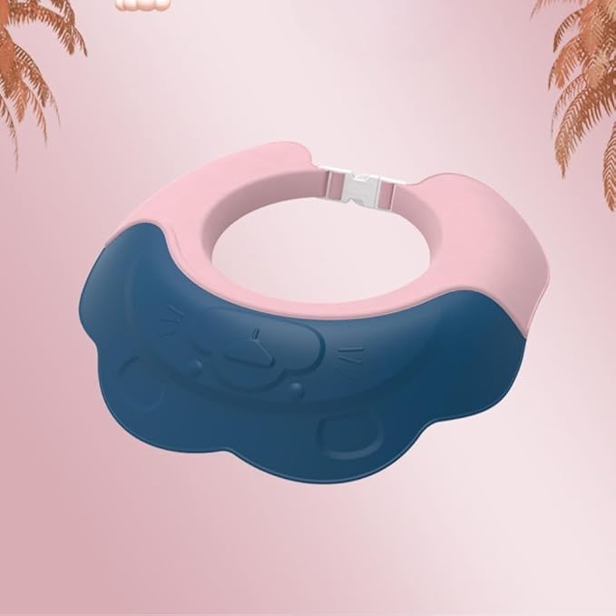 Baby Shower Cap - Waterproof Bath Visor for Toddlers 1-3 Years, Extra Soft Silicone Hair Washing Hat for Kids, Keep Water Out of Eyes(Animal Design) (Blue)