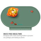 Placemat for Baby, Silicone Baby Toddlers Non-Slip Tablemats Stain Resistant Anti-Skid Reusable Dishwasher Safe Table Mats (Oxford Green)