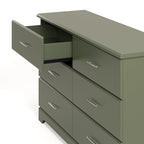 Stork Craft Brookside 6-Drawer Dresser (Olive) – GREENGUARD Gold Certified, Green Dresser for Bedroom, Kids & Nursery Storage Chest, Safety Interlocking Drawers, Pre-Installed Tracks, Kids Chest