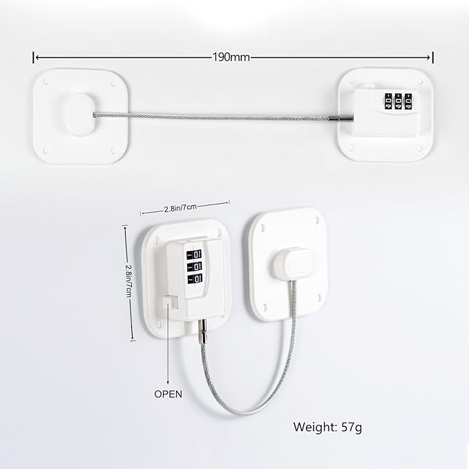 Cabinet Locks with Combination,Drawer Lock,Child Proof Refrigerator Lock,Child Safety Locks for Cabinets (White 4pcs)