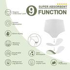 BATTEWA Incontinence Underwear for Women Washable, Leak Proof Underwear High Waist Cotton,Bladder Leakage 50ML (5White, 2X-Large, 5 Pack)