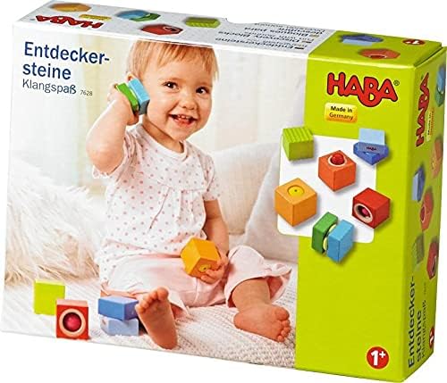 HABA Fun with Sounds Wooden Discovery Blocks for Toddlers with Acoustic Sounds, Toddler Toys for Preschool Learning Activities, (Made in Germany)