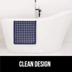 GORILLA GRIP Patented Bath Tub Shower Mat, Machine Washable Bathtub Floor Liner Mats, Suction Cups and Drain Holes to Keep Tubs Clean, Soft on Feet, Bathroom Essentials, 35x16 Inch, Navy Opaque