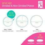 Elk and Friends Kids 7.8” Porcelain White Plates with Silicone Sleeves | Divided Plates | Suitable for Kids/Toddlers | Microwave & Dishwasher Safe | Non Slip | Snack Dishes