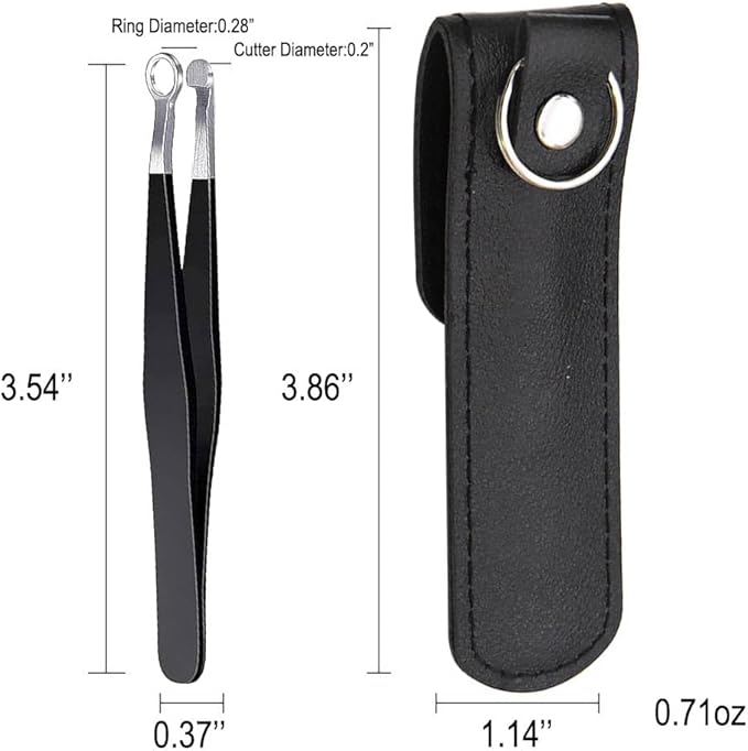 Liangery Manual Nose Hair Trimmer for Men Women- Stainless Steel Precision Blades, Leather Case, Tweezers Style Nasal Cutter, Eyebrow, Ear & Facial Grooming Tool (Black)