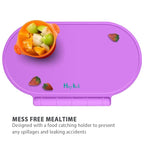 Silicone Placemat for Baby, Silicone Baby Toddlers Non-Slip Tablemats Stain Resistant Anti-Skid Reusable Dishwasher Safe Table Mats, Portable Food Mat Travel (Purple)