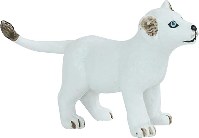 FUNSHOWCASE African Jungle Animals Running White Lion Cub Toy Figure Realistic Plastic Figurine Height 1.6-inch