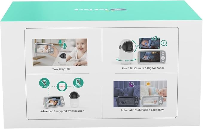 TakTark 5" HD 720P Baby Monitors, Video Baby Monitor with 2 Cameras and Audio, Night Light, 960ft Range, 2 Way Audio, Digital Zoom, Night Vision, VOX Sound Detection, Ideal for New Parent
