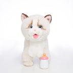 CU-MATE Interactive Pet Ragdoll Cat,Electric Plush Toy Cat,Robot Stuffed Cat with Walking/Nodding/Tail Wagging/Barking/Drinking Milk, Gift for Girls Boys