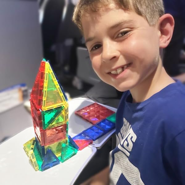 CreateOn Crayola Mini Magnetic PIP-Tiles, Building Set for Kids, Magnetic Building Toys for Kids, STEM Travel Toys for Boys and Girls Ages 3+, 42-Piece Set (Bold)