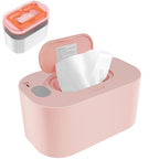 Portable Baby Wipe Warmer，Wipe Warmer and Baby Wet Wipes Dispenser to Even Heating, Wipe Heater with Temperature Display, Diaper Wipe Warmers for Home Car Travel Newborn Baby (Pink)
