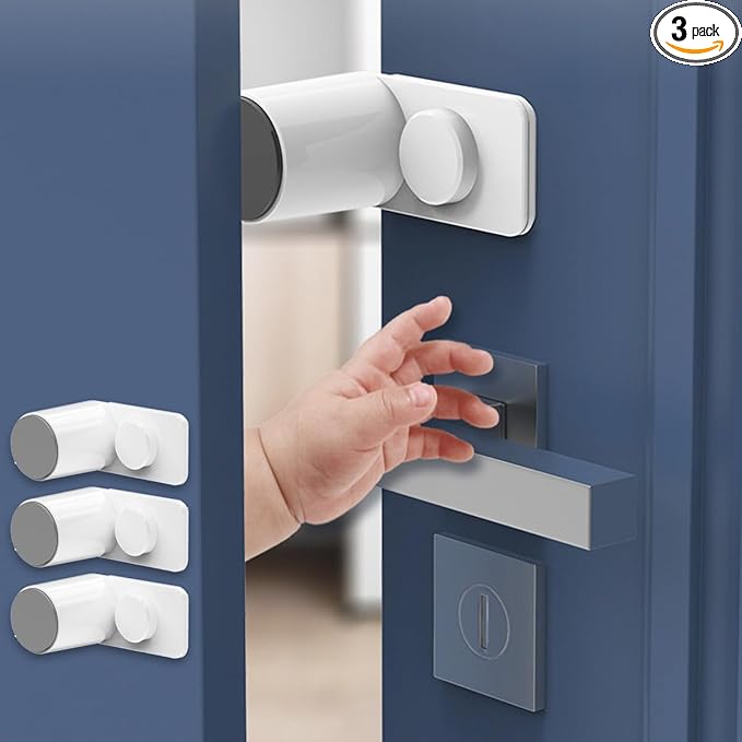 Kytasryl Door Pinch Guard, Baby Proofing Door Stoppers with 180° Rotating Self Adhesive Base, Children Anti-Pinch Door Stopper, Keep Finger Safe (3 PCS)