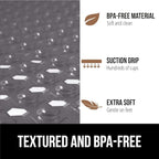 GORILLA GRIP Patented Square Shower Stall Mat, Small Bathtub Floor Mats for Stand Up Showers, Suction Cups and Drain Holes, Machine Wash, Soft on Feet, Bathroom Accessories 21x21 Inch, Charcoal Opaque