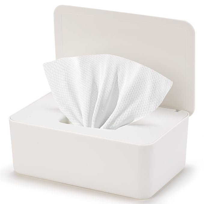 Baby Wipes Dispenser, Wipe Holder for Baby & Adult,Keeps Wet Tissue Fresh, Non-Slip Wipes Case, Flushable Wipe Container with Sealing Design Lid