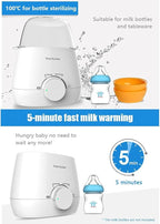 Multifunctional Baby Double Bottles Milk Water Warmer Baby Food Heater Steam Sterilizer 5-Minute Fast Warming Precise Temperature Control Auto Power Off