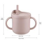 PandaEar 2 Pack Silicone Baby Straw & Snack Cup with 2 Spoons 2 Forks, Dual-Purpose Toddler Training Cups, Pink Green