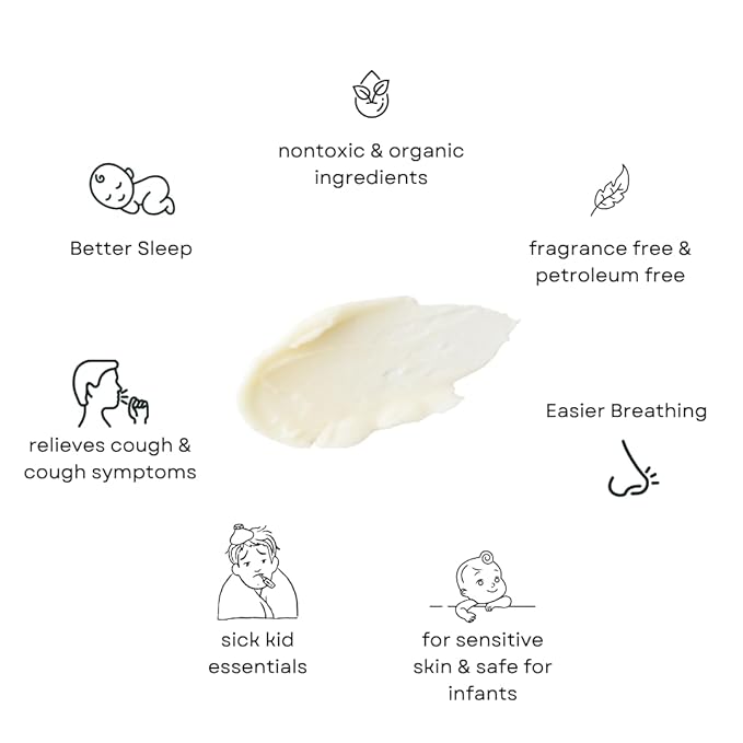 Irene Organics Organic Baby Vapor Chest Rub Clean Vapo Rub Made with Non Toxic Ingredients, Organic Cough & Congestion Relief Balm, Safe Natural Eucalyptus & Lavender Rub for Newborns & Kids