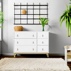 GAP babyGap Legacy 6 Drawer Dresser with Leather Pulls and Interlocking Drawers - Greenguard Gold Certified, Bianca White/Natural