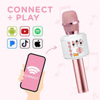 Move2Play, Kids Karaoke Microphone | Includes Bluetooth & Pre-Loaded Songs | Birthday Girls Present for All Ages, 2, 3, 4, 5+ Year Old Girls, Boys & Toddlers (Pink)