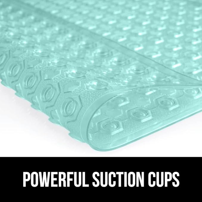 GORILLA GRIP Patented Square Shower Stall Mat, Small Bathtub Floor Mats for Stand Up Showers with Suction Cups and Drainage Holes, Machine Wash, Soft on Feet, Bathroom Accessories 21x21 Inch, Green