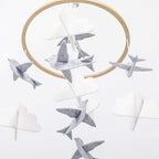 Sorrel + Fern Baby Crib Mobile (Birds in The Clouds, Short Version) - Unique and Minimalist Design for Boys & Girls