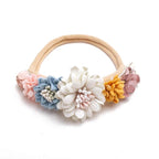 Baby Girl Nylon Headbands Flower Hair Bows Accessories-Elastic Hair Band Crown Handmade FLoral Wraps Birthday Gifts for Girls Newborn Infant Toddler 3Pcs